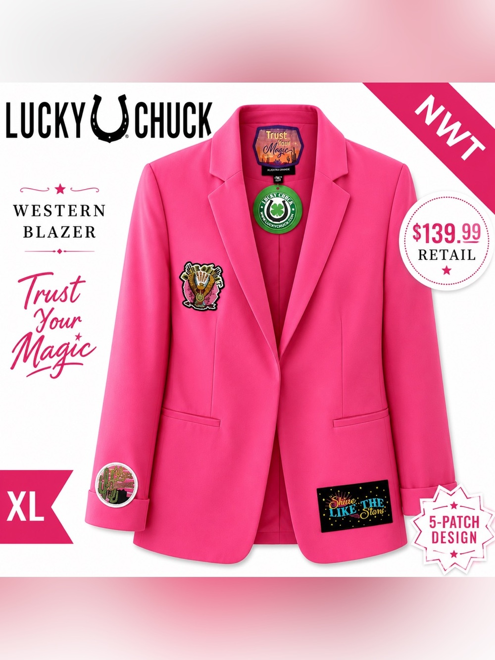 NWT Lucky Chuck “Trust Your Magic” Western Blazer – XL